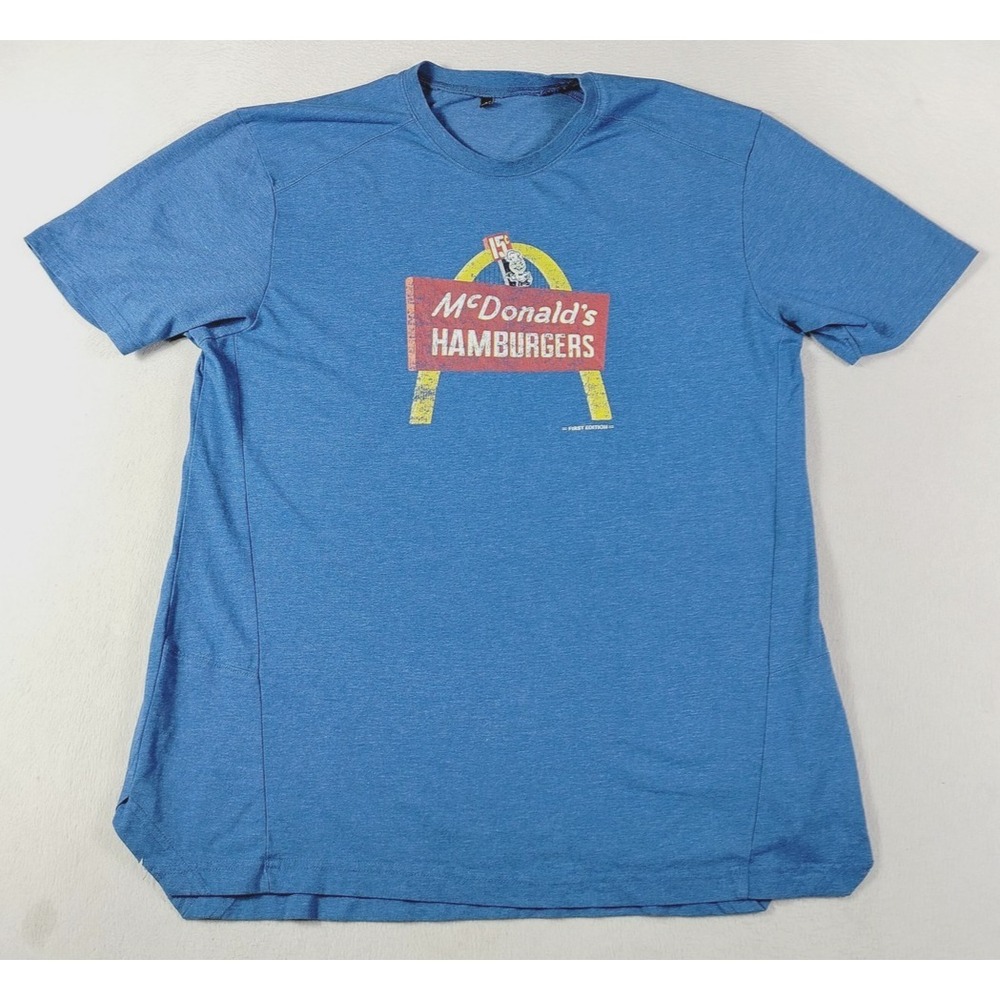 McDonald's Shirt Mens Large Blue Speedee Hamburgers Retro Graphic Tee Fast Food